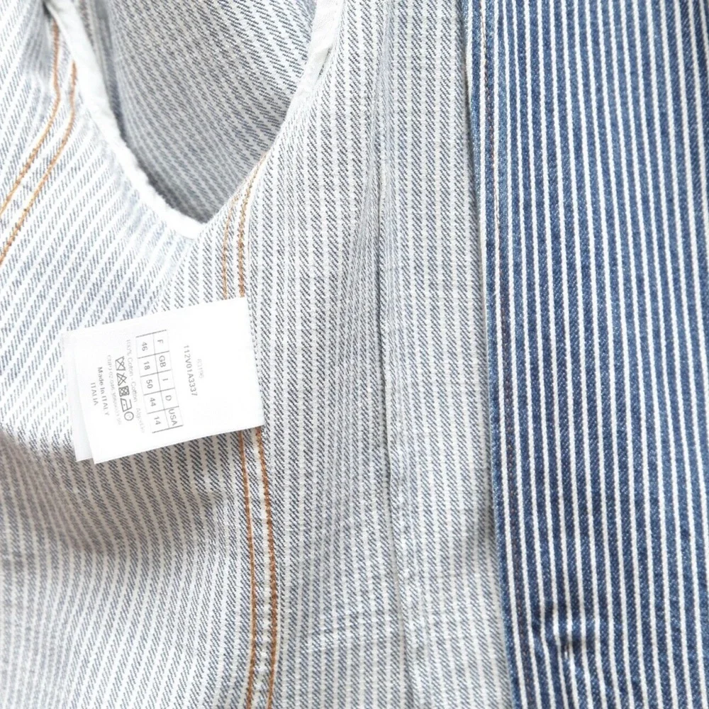 DIOR Blazer Coat Denim BAR JACKET Striped Blue White Cotton US 14 F 46 $4300